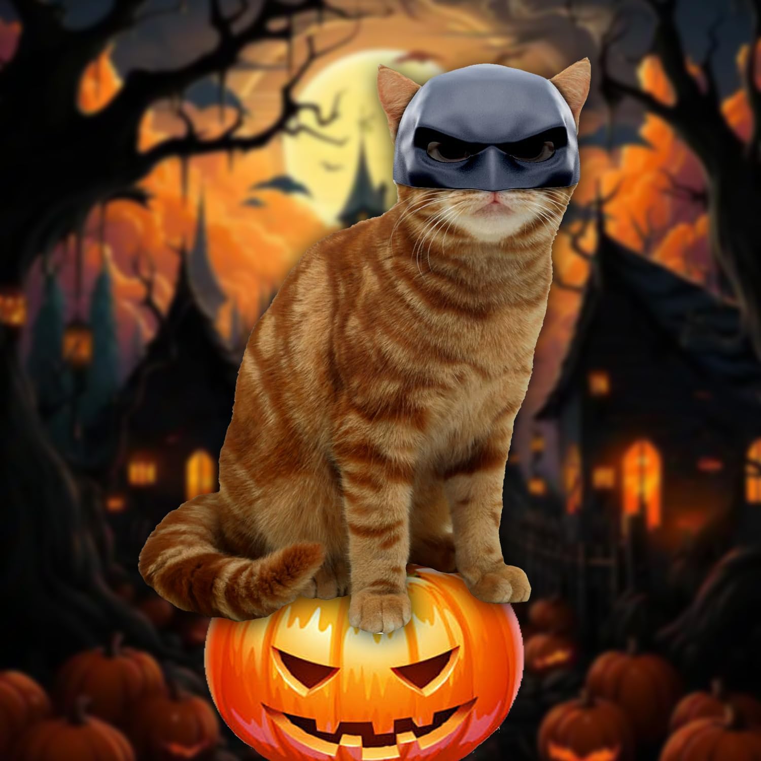 Cat Bat Mask Cosplay Hat - Funny Cat Halloween Costumes Funny Pet Decoration for Halloween Christmas Easter Festival Party bat mask for Cats, Cosplay Black CatBat Mask, Medium