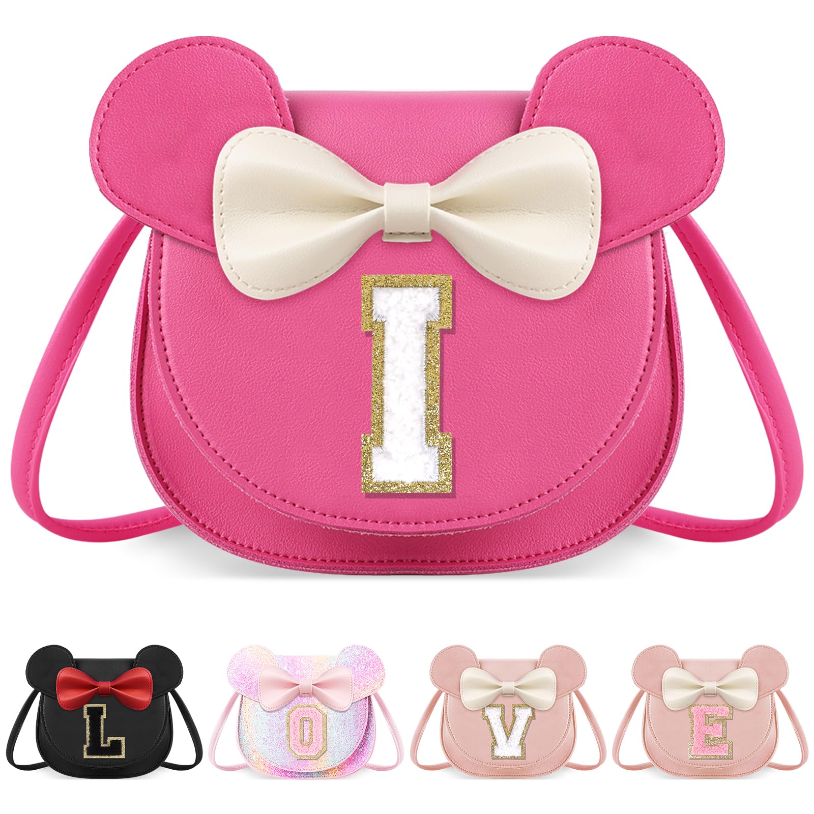 Little Girl Toddler Purse - Cute Mouse Ear Bow Crossbody Bag for 2-8 Year Olds - Birthday Gift
