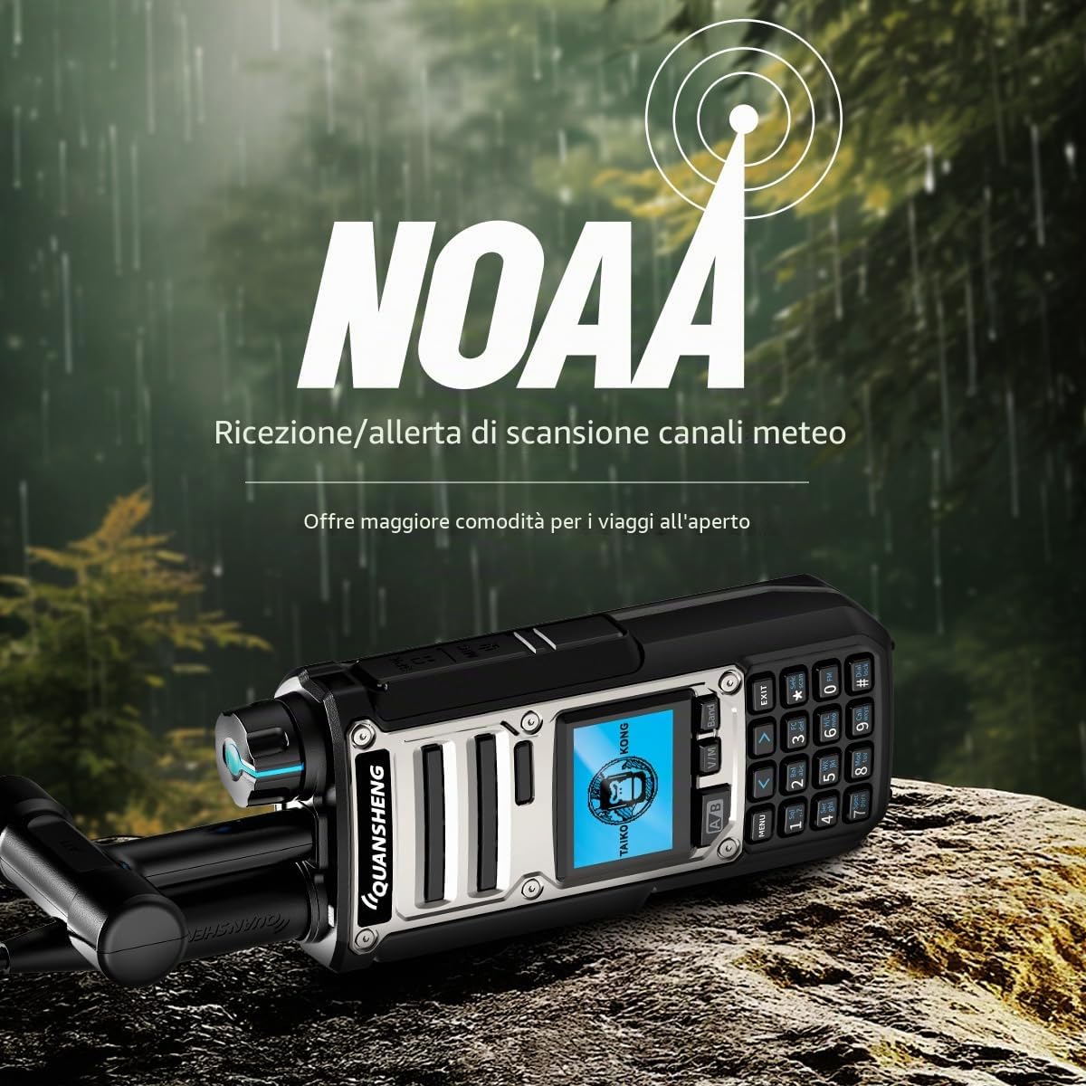 Quansheng TK-11(8) Two Way Radio PMR446 10W VHF/UHF con 999 Canali, IP55 Waterproof, Batteria 2500mAh, Tipo-C, CE Certificato per Uso Commerciale Esterno