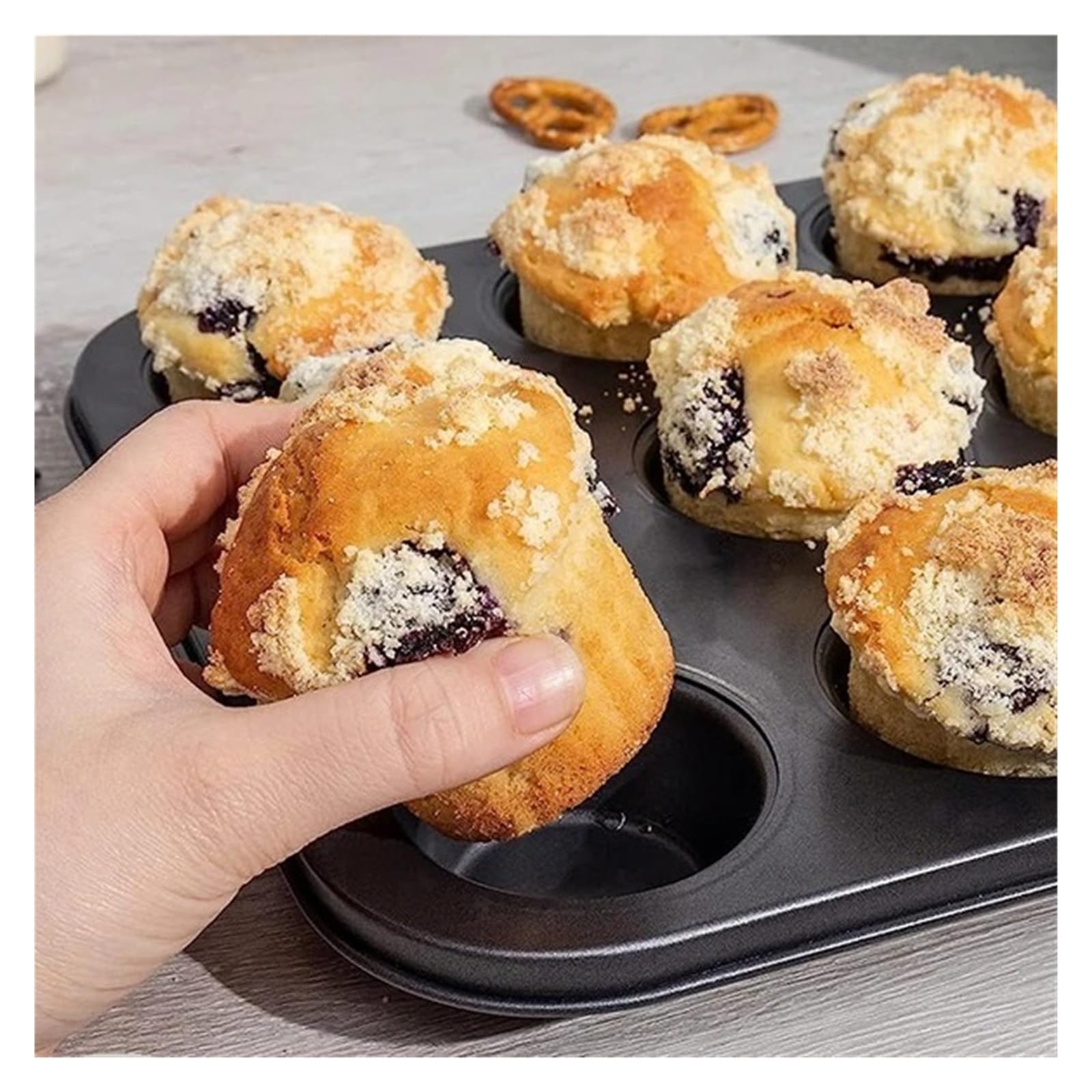 Plateau à muffins, moule cupcakes, moules antiadhésifs en acier au carbone de 12 tasses