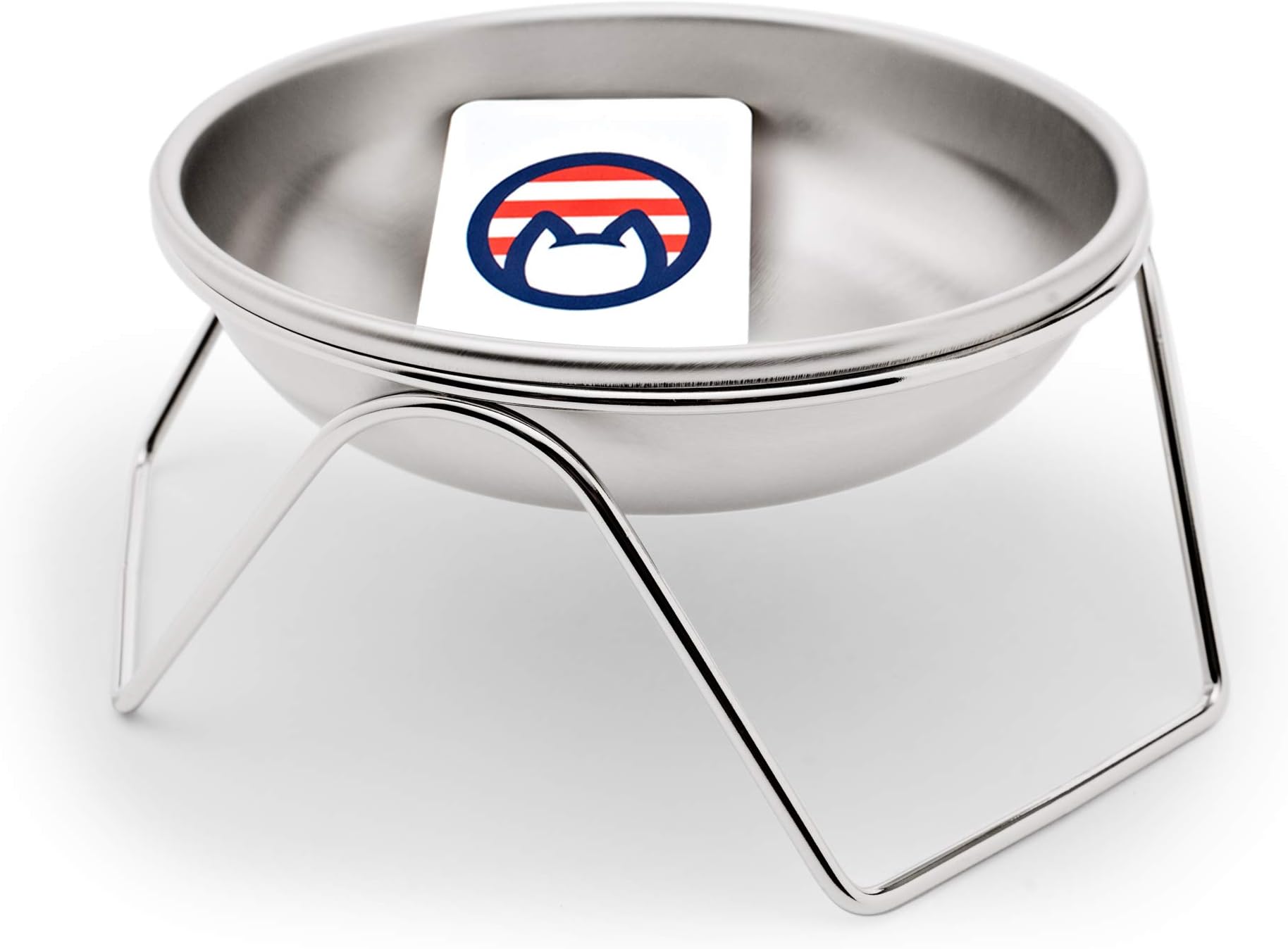 Americat CompanyRaised Cat Bowl Stand for Food & Water by โ Made in USA โ Stainless Steel, Spill-Proof Elevated Feeder, Dishwasher Safe, Human Grade, Whisker Friendly (Bowl + Stand)