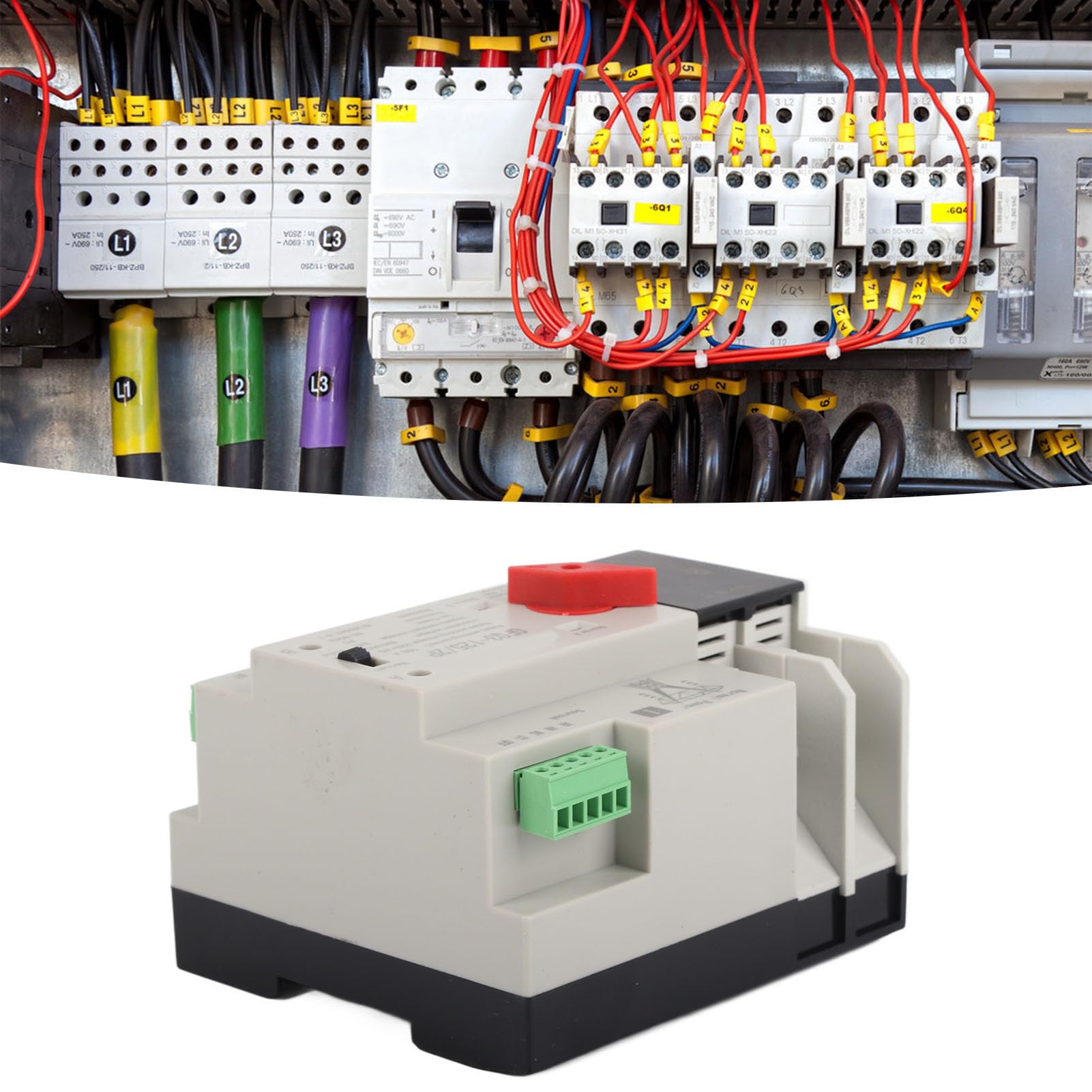 FTVOGUE Interruttore di Trasferimento Automatico WiFi, 2P 100A, Doppia Alimentazione 110V, Controllo Generatore con Relè, Grado PC, Frequenza 50/60 Hz