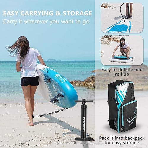 Miniatura 6 de Inflatable Paddle Board, Stand Up Paddleboard with SUP Camera Seat, Wide Stance, Blow Up Paddle Board, ISUP Backpack, Pump, 3 Fins, 17.4lbs