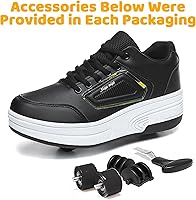 Vista 4 de Wooowyet - Zapatos con ruedas recargables para patinar para niños, unisex, con luces LED, moda Negro