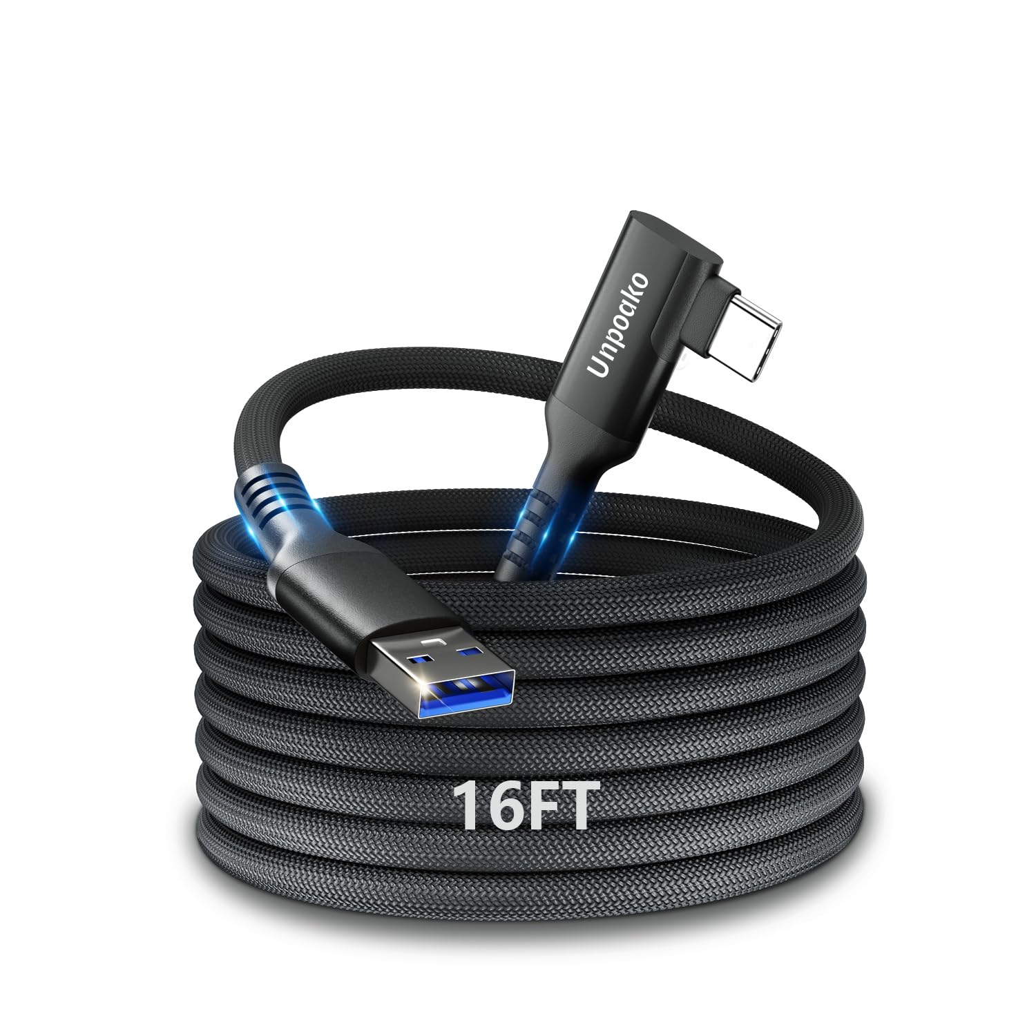 16FT Link Cable Compatible with Oculus/Meta Quest 3/2 /Pico 4 Accessories and PC/Steam VR,USB 3.2 to USB C Data Transfer Cord, 5Gbps High Speed VR Cable PC for Headset and Gaming PC, Black