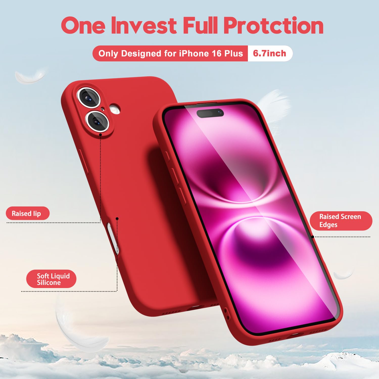 oakxco for iPhone 16 Pro Max Case Liquid Silicone, Soft Rubber Gel Elegant Aesthetic Basic Simple Cover, Cute Thin Slim TPU Matte Solid Color Plain Smooth Case for Women Girl, Light Pink — view 525