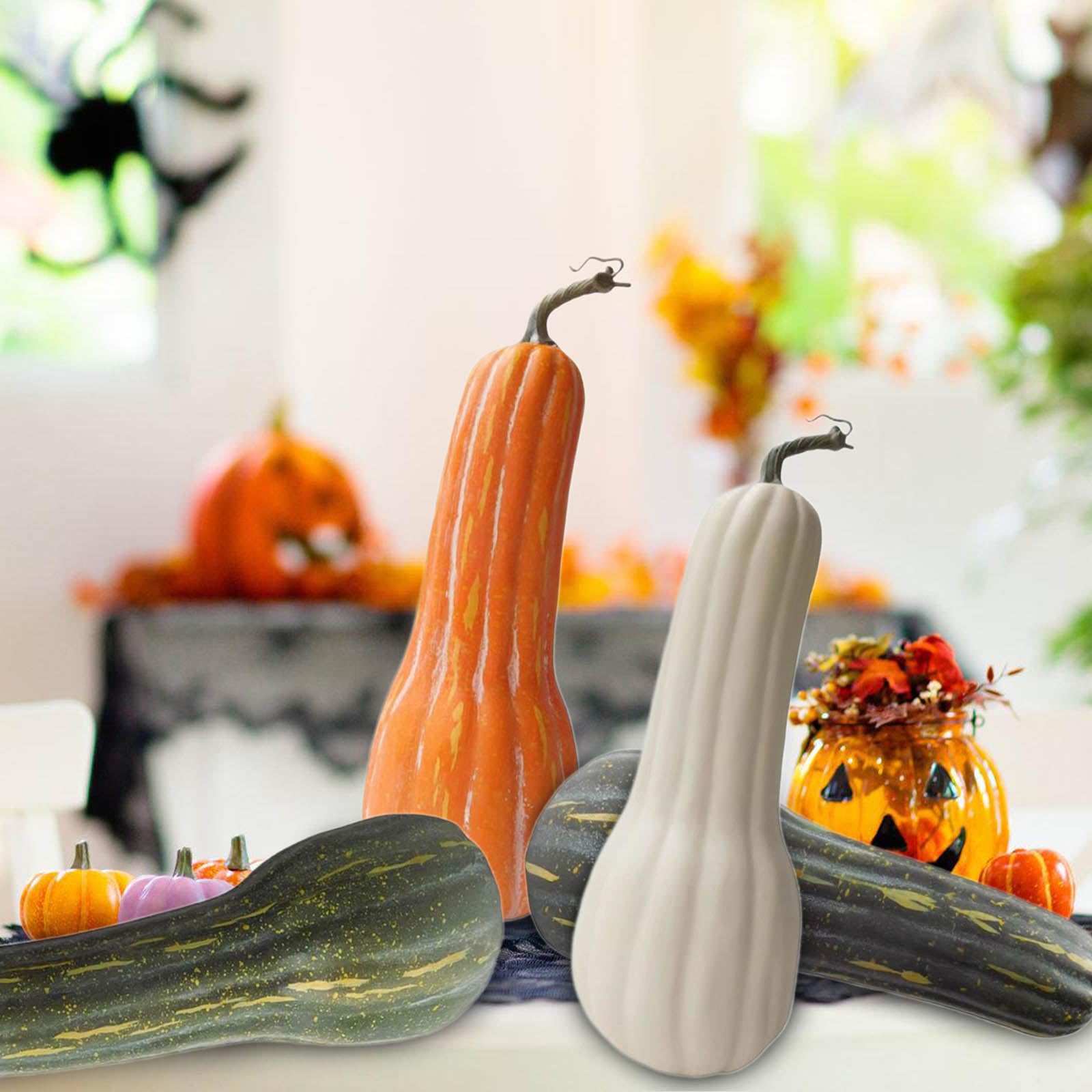 Zucche artificiali lunghe realistiche schiume finte zucche per festa del Ringraziamento, decorazioni per feste fotografiche, puntelli