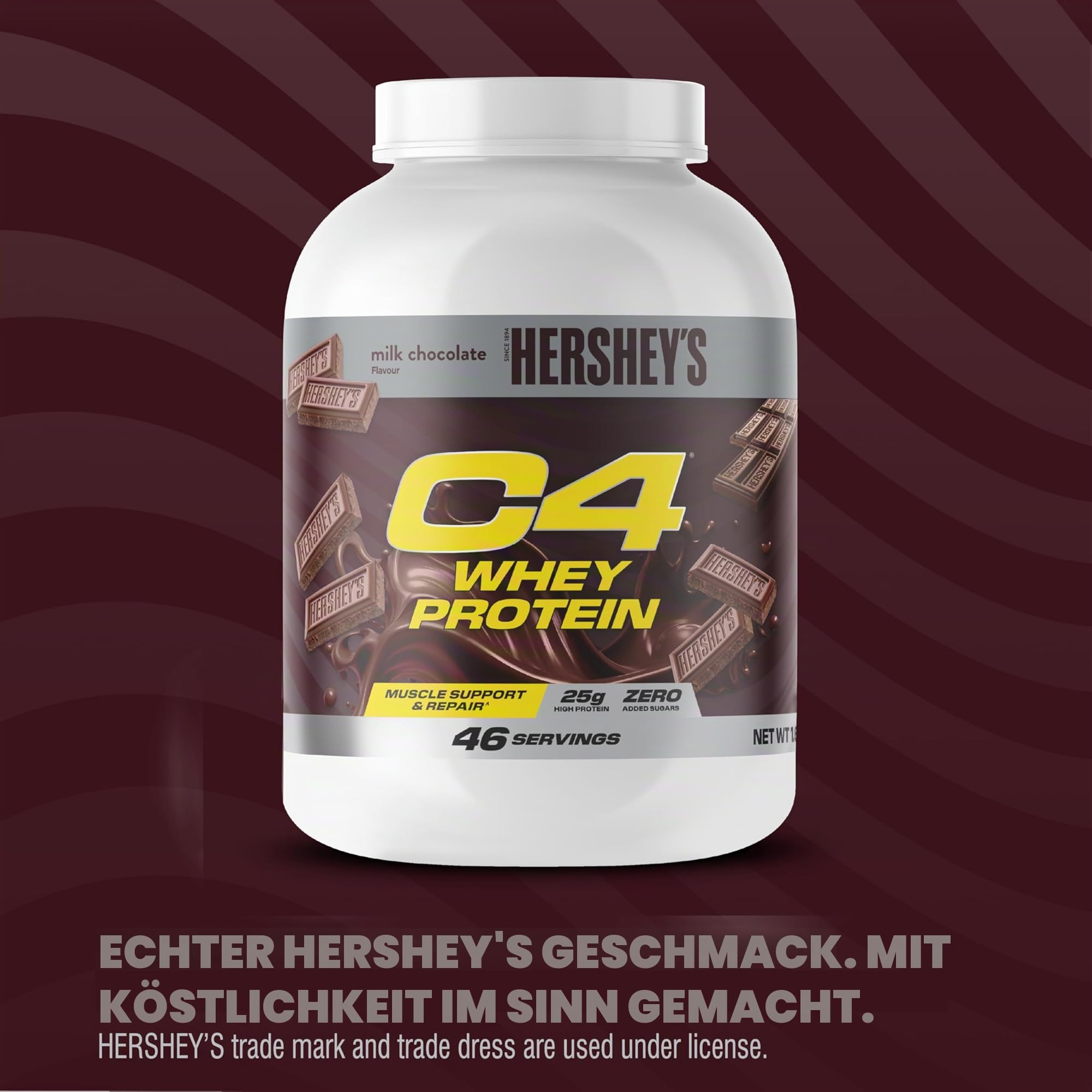 Cellucor C4 Whey Protein Pulver, Hershey's Chocolate, 25g Protein, Zuckerarm, Post-Workout Recovery, 46 Portionen