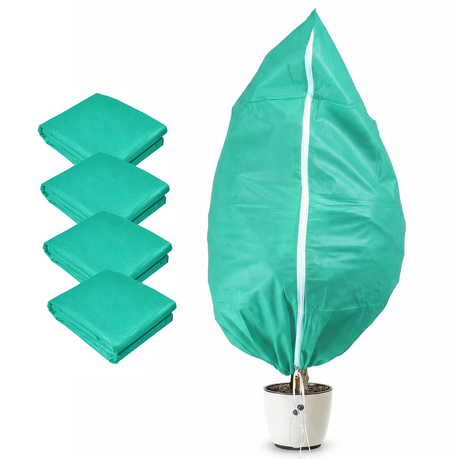 SINBLUE 4 coperture per piante antigelo, coperture per piante da giardino, calde, con cerniera e coulisse, per la stagione fredda, arbusti, cespugli e alberi da frutto in vaso (120 x 180 cm)