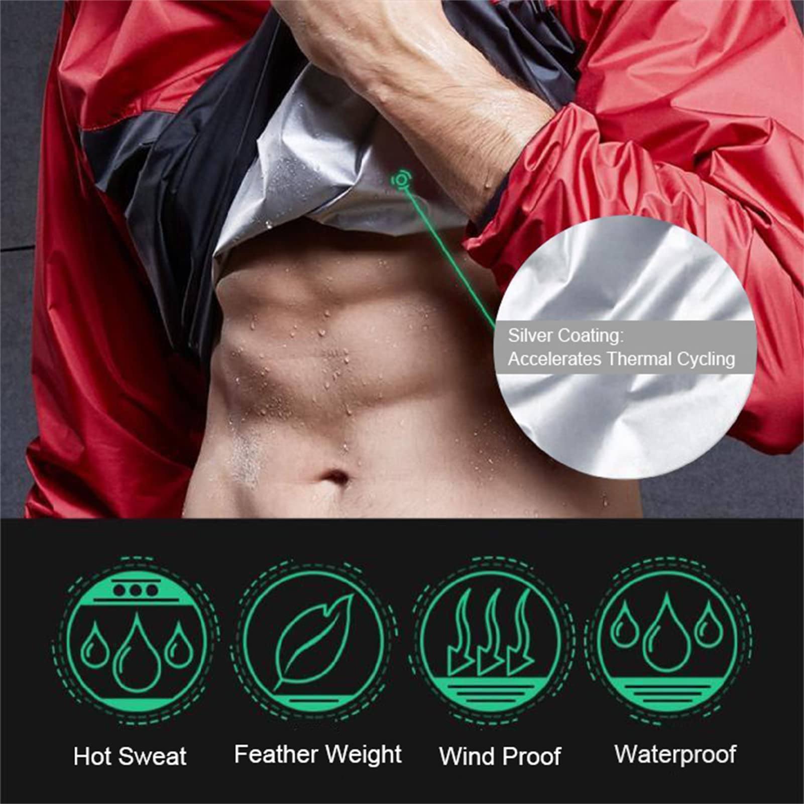 Schwitzanzug Zum Abnehmen, Trainingsanzug Sauna Suit Set Saunajacke Herren Schwitzjacke Trainingsjacke Sportshirt Abnehmen Fitness Trainingsshirt Für Die Fettverbrennung