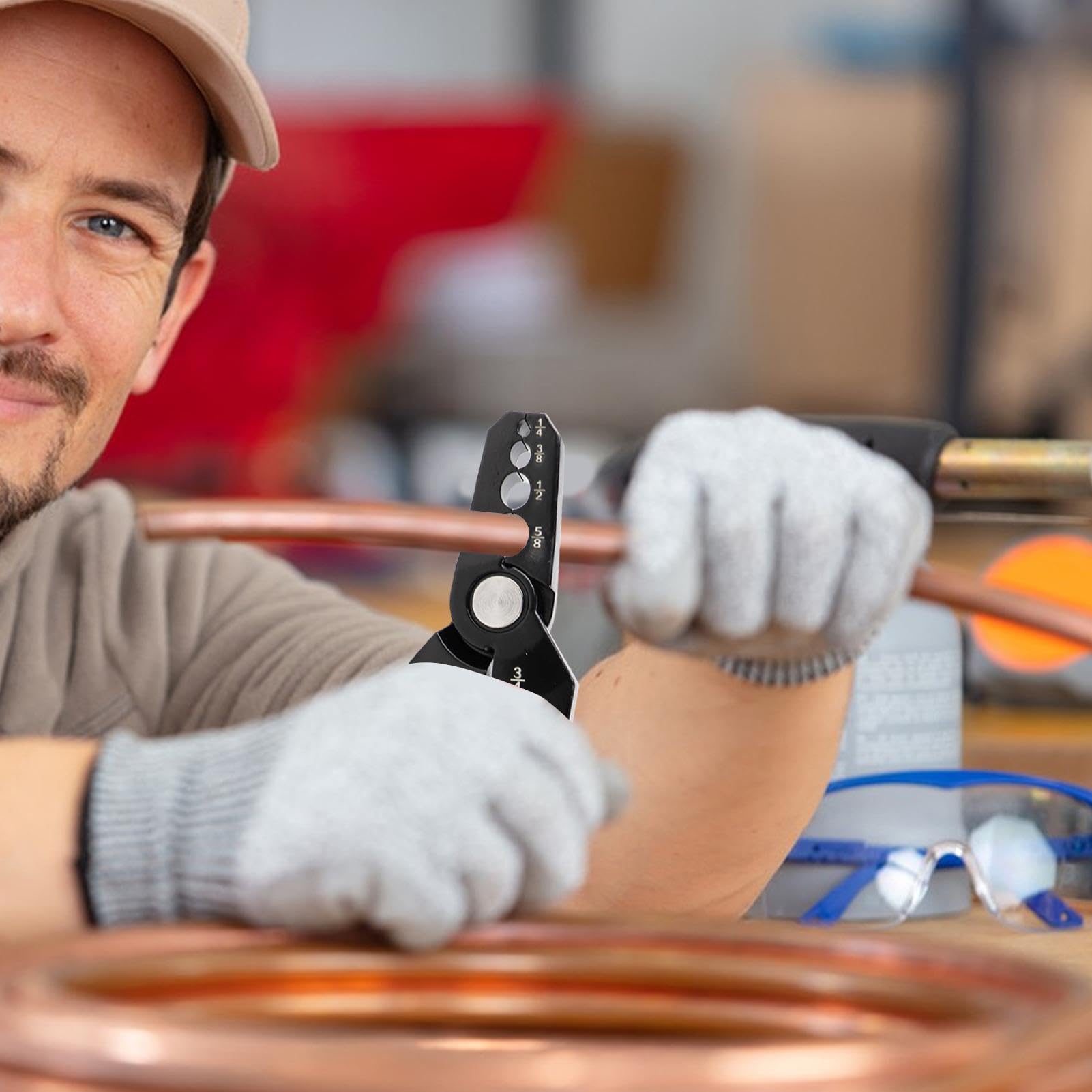 Kupferrohr-Reparaturwerkzeug, Flachrohr-Reparaturzange - Rohrzange, Kältemittelrohr-Reparatur,5-Loch-Flachrohr-Reparaturgerät, Kupferrohr-Rundzangenwerkzeug für Kupfer-Aluminium-Rohre