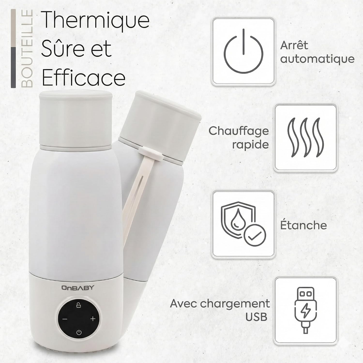 Chauffe-lait intelligent pour bébé d'une capacité de 500 ml, température réglable, chauffe-lait maternel portable et sans fil, chargement USB, idéal pour les voyages et une utilisation quotidienne.