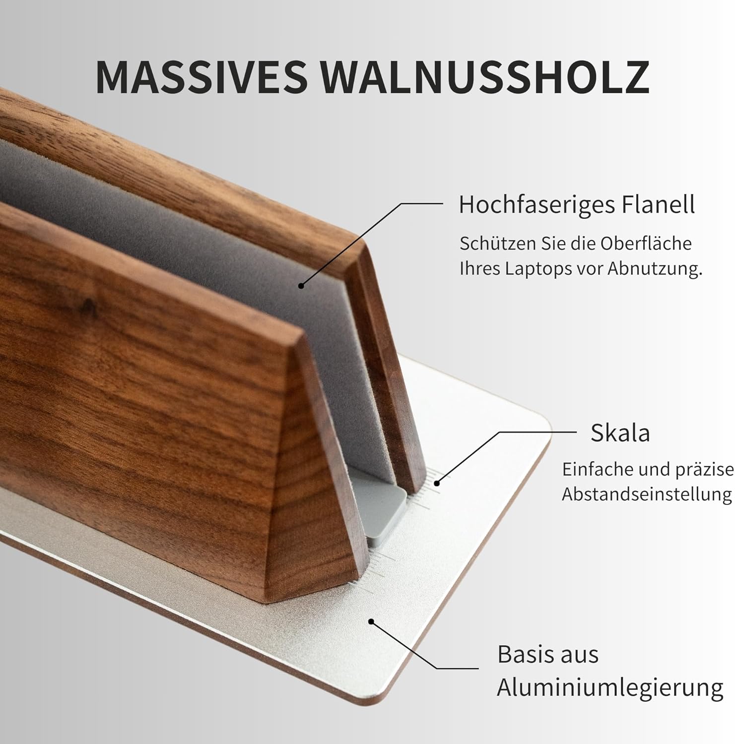 muso wood Vertical Laptop Stand, Walnut Laptop Holder Desktop Stand with Adjustable Dock Size, Wooden Laptop Stand for MacBook Pro and Other Laptops