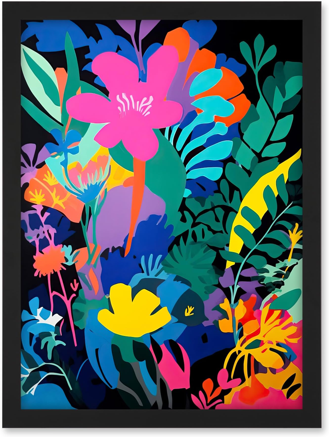 Artery8 Henri Matisse Inspired Floral Landscape Acrylic Painting Vibrant Abstract Flowers Artwork Framed A3 Wall Art Print