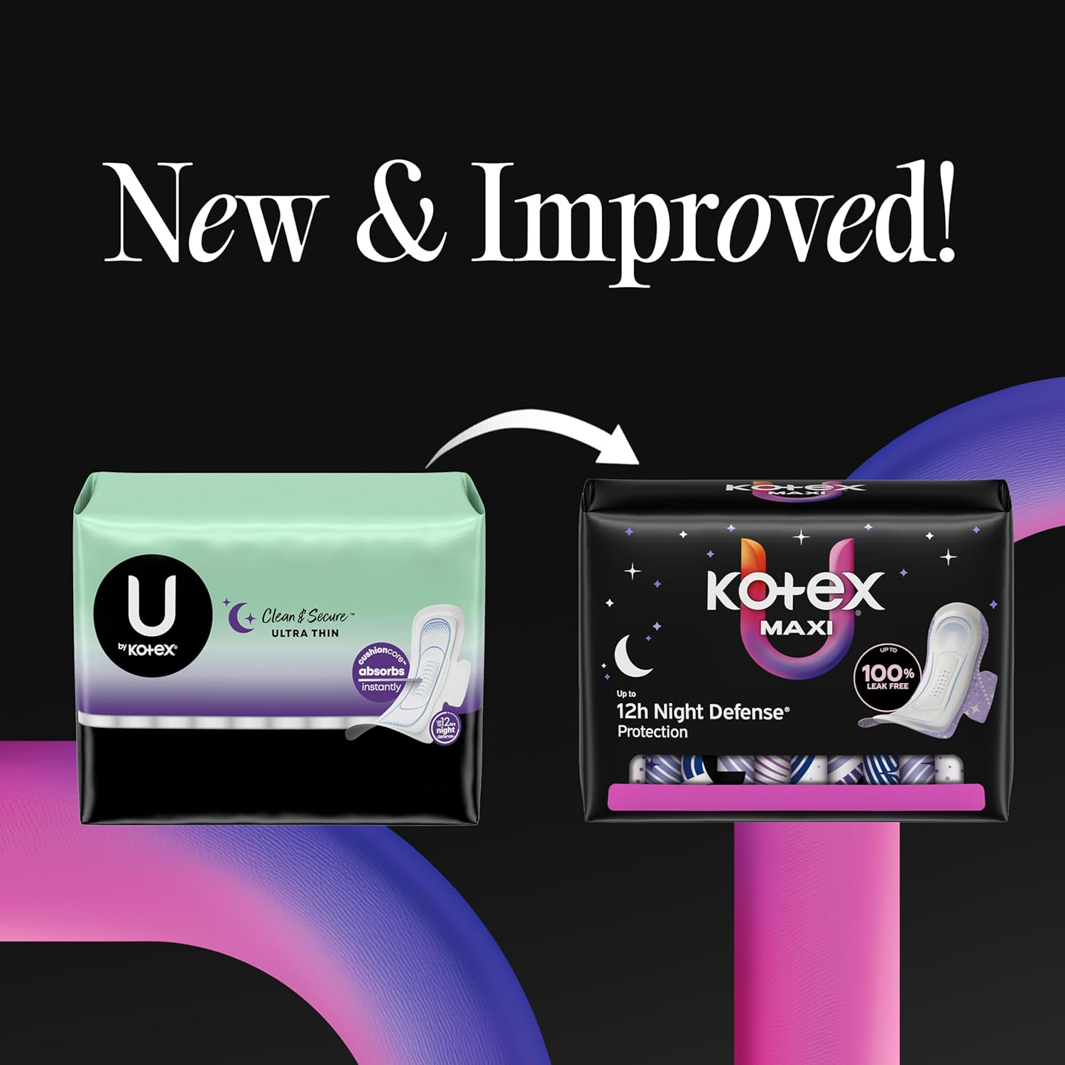 Kotex Overnight Maxi Pads with Wings, Extra Heavy Absorbency, 84 Count (3 Packs of 28)(Packaging May Vary)