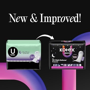 Kotex Overnight Maxi Pads, 39 Count (Packaging May Vary)