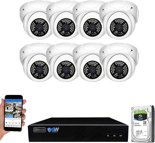 GW Security 8 canales 4K NVR 5MP H.265 sistema de cámara de vigilancia IP con 8 piezas Super HD 1920P resistente a la intemperie video y audio PoE