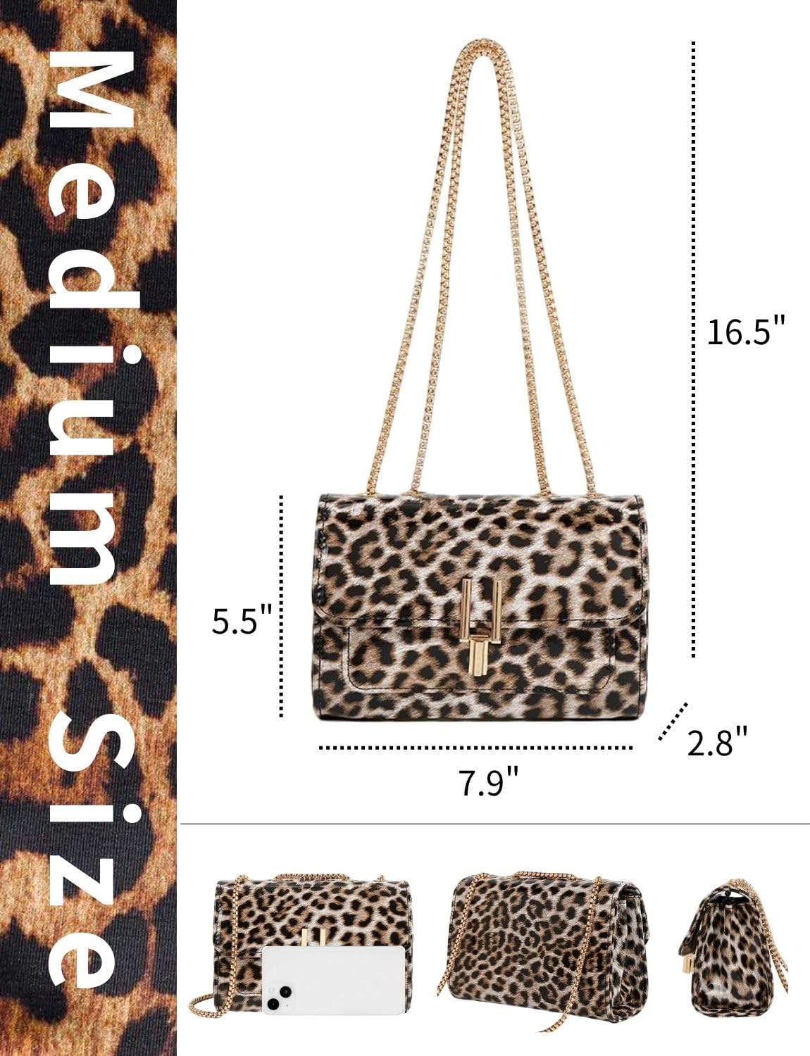 Leopard Print Purses For Women Cheetah Purses Small Shoulder Bag Vintage Handbag Crossbody Bags Clutch