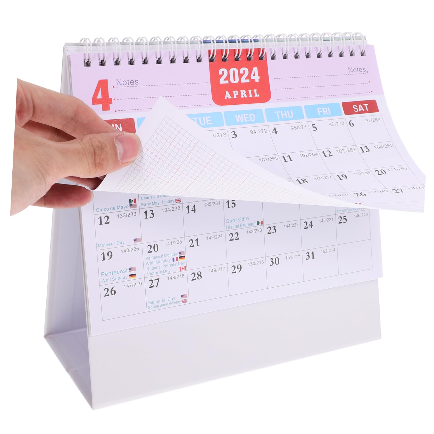 TEHAUX 4stücke Wiederverwendbarer Tischkalender Englischer Schreibtischkalender Für Büro Und Zuhause Monate Design Stabiler Metallbindung Für Planung Und Organisation
