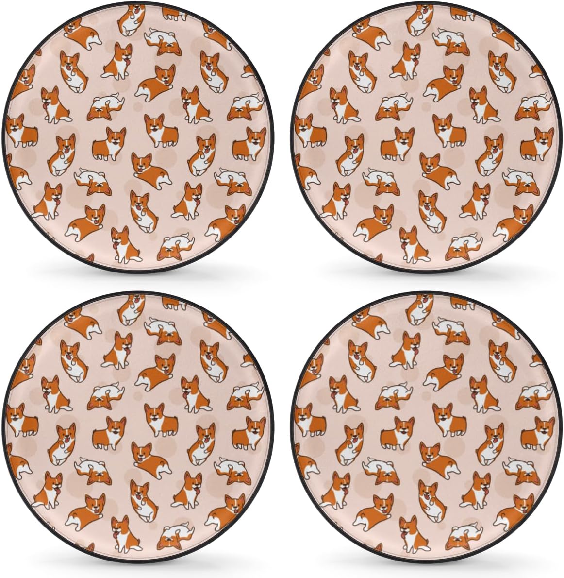 Cartoon Dogs Tire Covers Portable Spare Tire Cover Soft Durable Waterproof Dustproof Set of 4 Bags 14 Inches for Car Truck SUV Trailer Camper