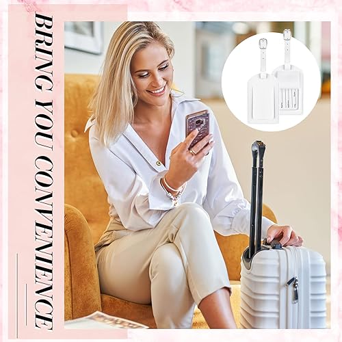 Vista 4 de 30 etiquetas de cuero para maleta, etiquetas de viaje para equipaje, mochila de viaje, regalos de boda, mujeres, hombres, adultos, niños, a granel