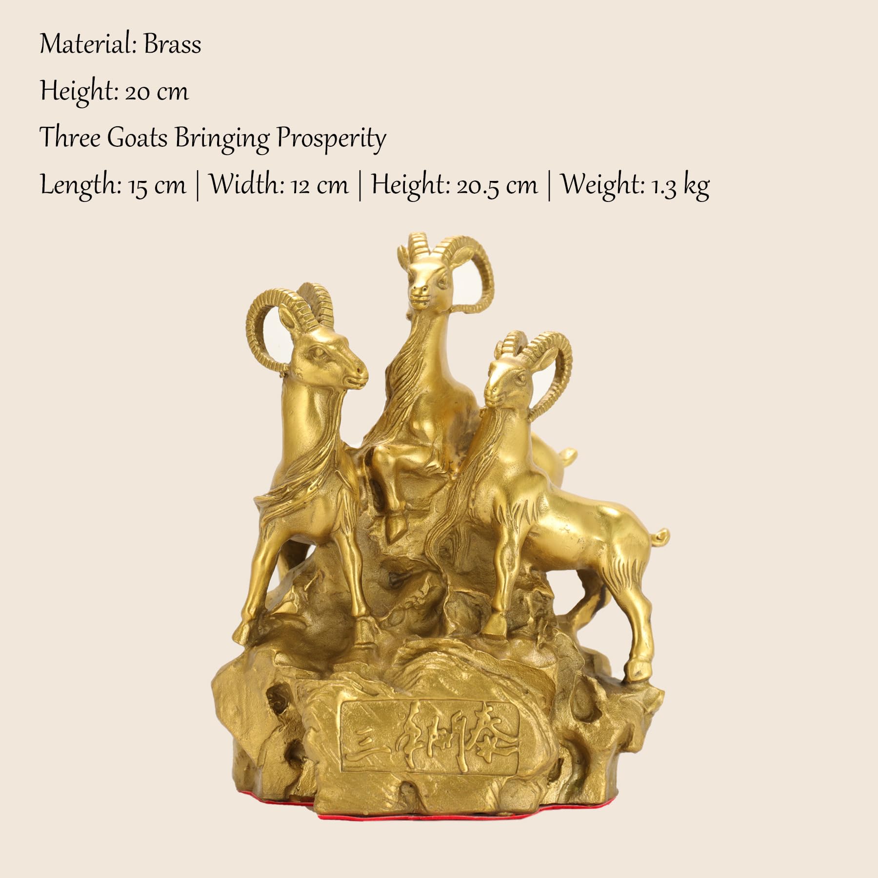 NIBHZ Chiński zodiak owca mosiężna statua rzeźba owcy Feng Shui koza figurki szczęście miedziana statua kozy biuro strona główna blat blat mosiężny wystrój,C