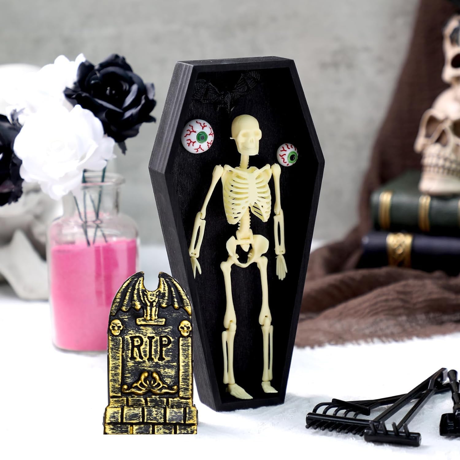 20 Pcs Mini Plastic Tombstones Miniature Tombstones Figurine for Halloween Decor Accessories Halloween Decor （Gold） image 5