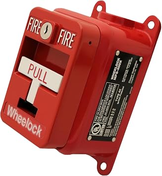 Wheelock MPS-400X Manual Pull Station, Red, Single Action, Explosion-Proof, Key Reset, High-Gloss Red Enamel Finish with Raised White Lettering, Indoor and Outdoor, Wall Mounting