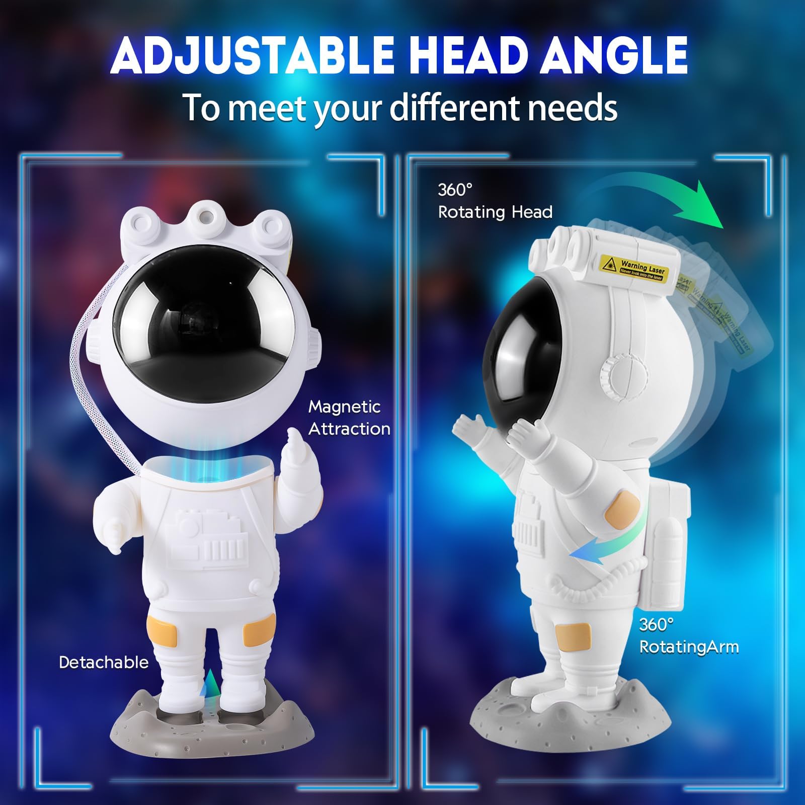 Astronauta Cielo Stellato Galassia Proiettore,Spaceman Galaxy Star Projector Lampada Notturna con Timer, Telecomando,Proiettore Stelle Soffitto Luce per Camera da Letto,Regalo per Bambini e Adulti