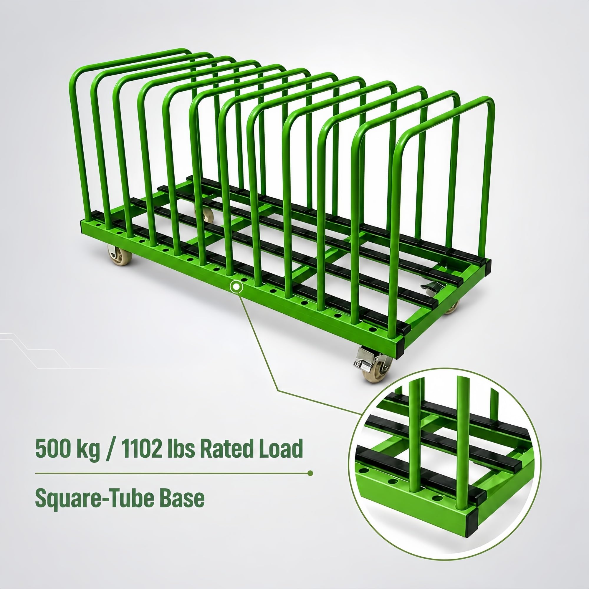 Plattenwagen mit Abnehmbaren Trennbügeln for Glas- und Steinplatten | PVC-Kontaktleisten und 500 kg Nennlast for geordneten Materialtransport(22-Slot High)