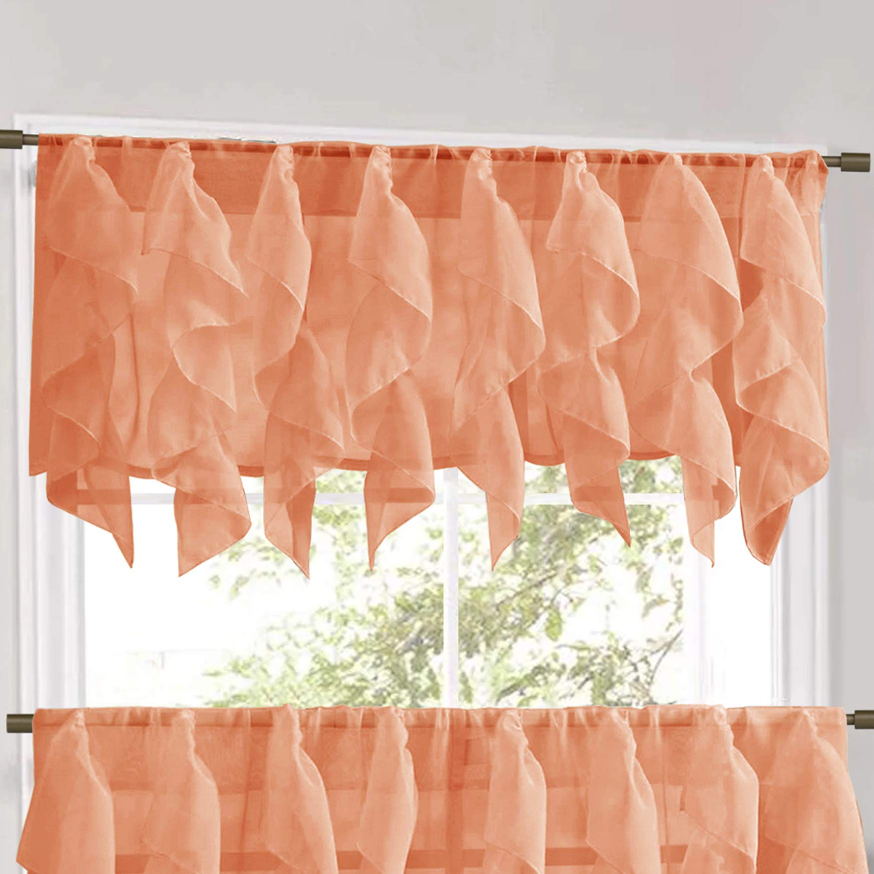 Sweet Home Collection Window Treatment-Choice of Valance, 24" or 36" Teir, and Kit, Polyester, Spice, 56" W x 12" L (Pack of 1)