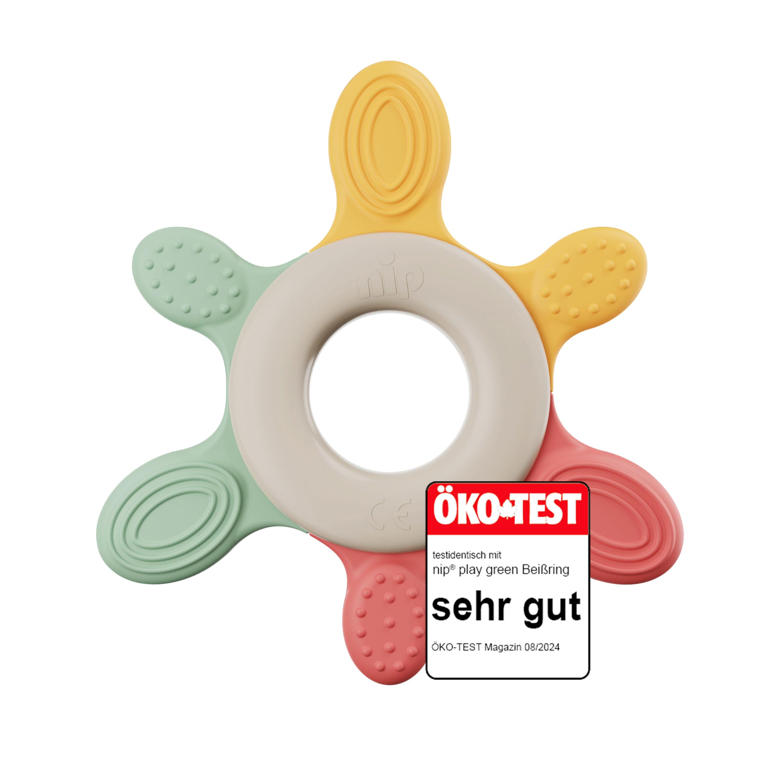 nip Baby Teether Chilling Toy Multicolour Teether Teether with Various Hardness Levels BPA Free Sustainable Promotes Play and Touch Senses from 3 Months