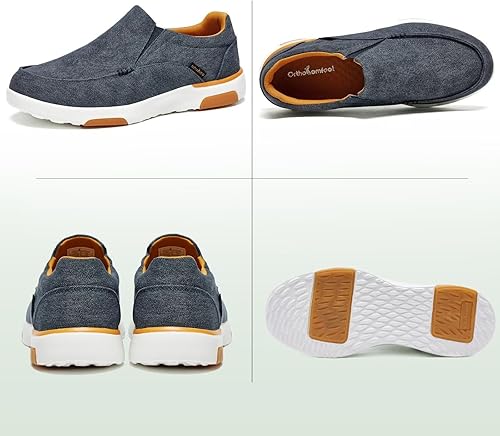 Miniatura 6 de OrthoComfoot Zapatos ortopédicos cómodos sin cordones para hombre con soporte de arco, mocasines ortopédicos para fascitis plantar, zapatos de lona