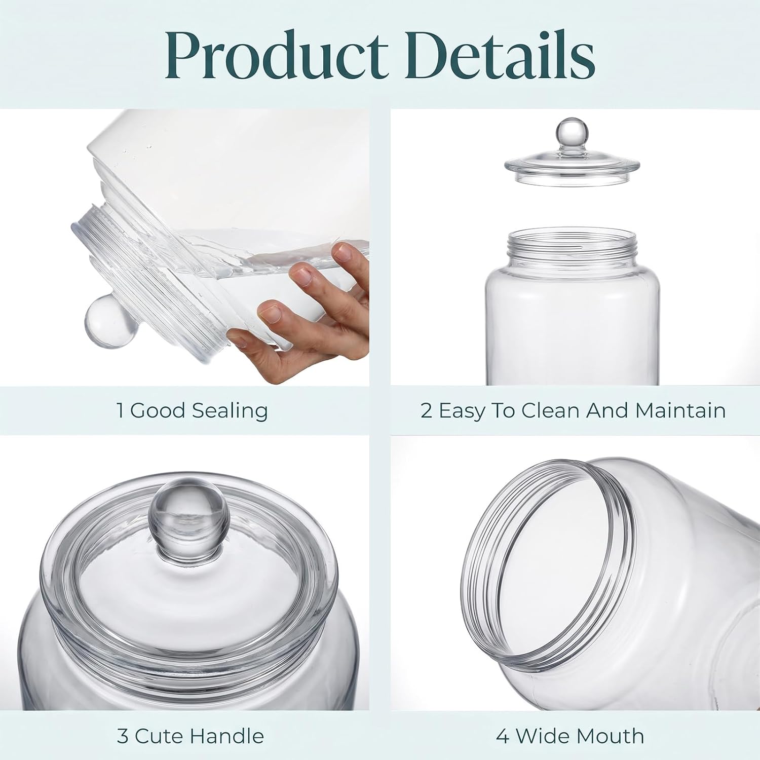 2 Pcs Candy Jar, 220 oz Clear Plastic Jar with Lids