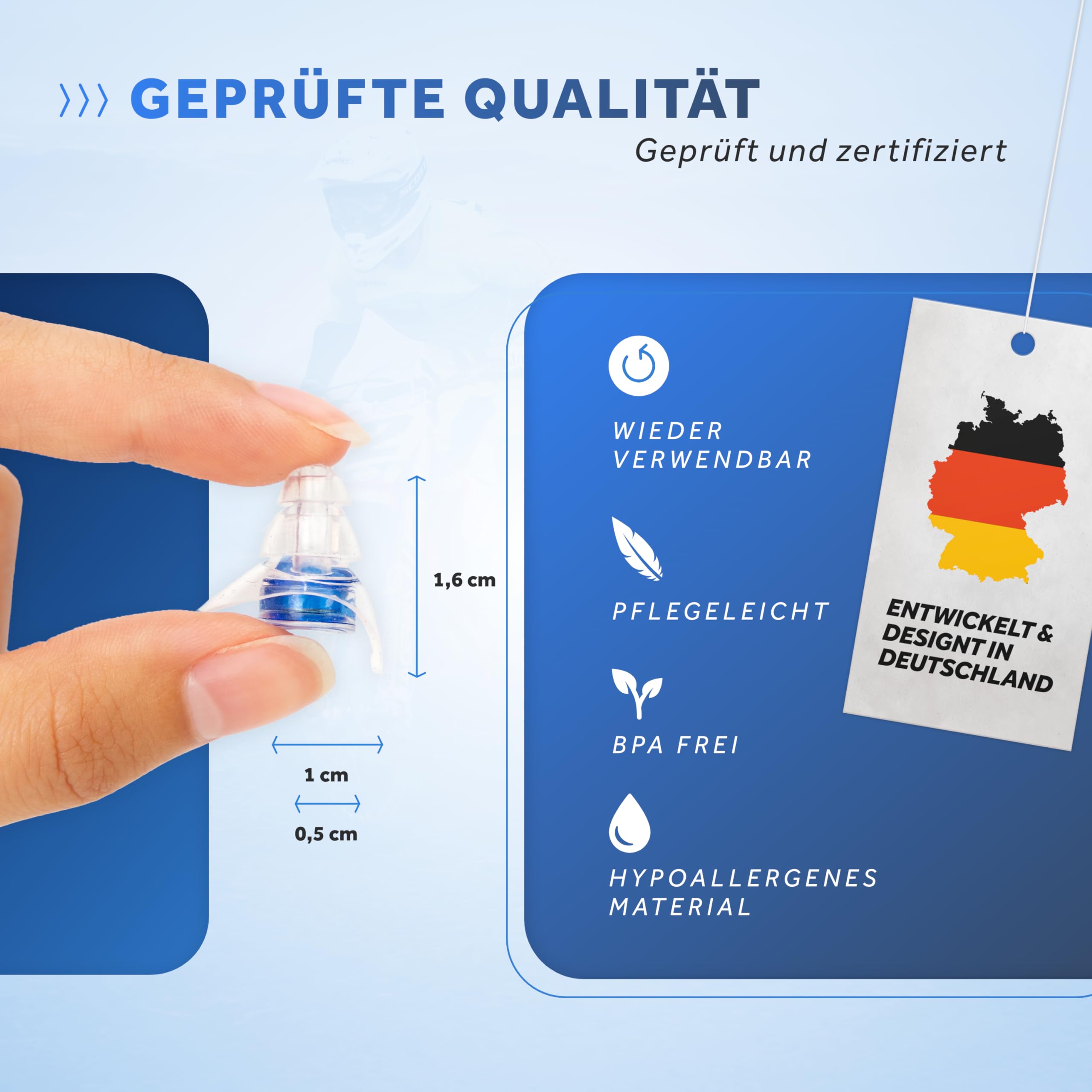 Schallwerk ® Strong+ | unauffällige Gehörschutz Ohrstöpsel – dämpfen Lärm & erhalten Tonqualität – Ohrenstöpsel transparent - Earplugs geeignet für Musik, Festival, Arbeit & Lernen