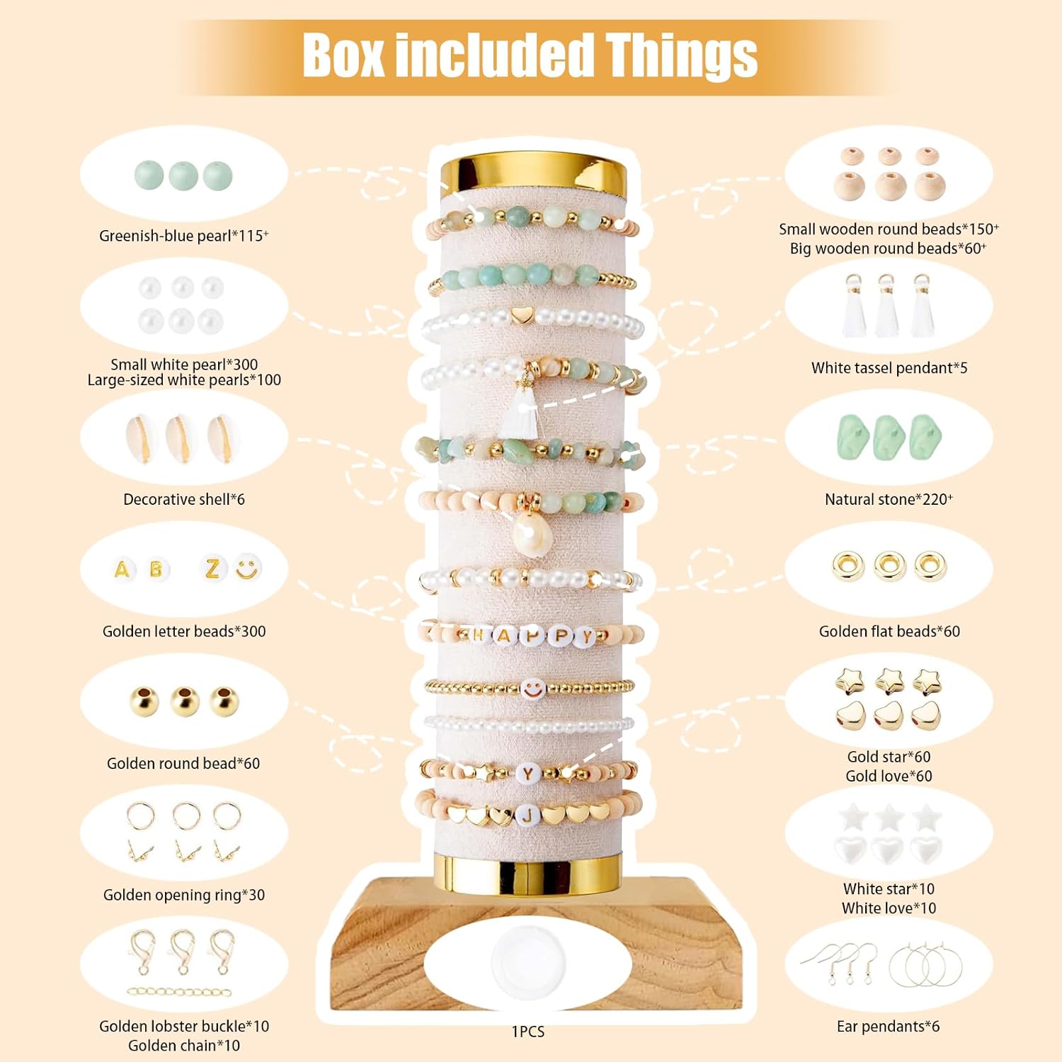 Lisaruq Jewelry Making kit, 20+Varieties, 300+Natural Stone Beads, 1700+Beads 、Accessories and Storage Box, can DIY 50+Bracelets, Necklaces, Earrings，Rings, etc. Suitable for Adults - Image 2