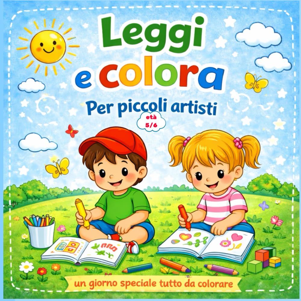 LEGGI E COLORA per piccoli artisti: Libro da leggere e colorare educativo per bambini dai 5 ai 6 anni