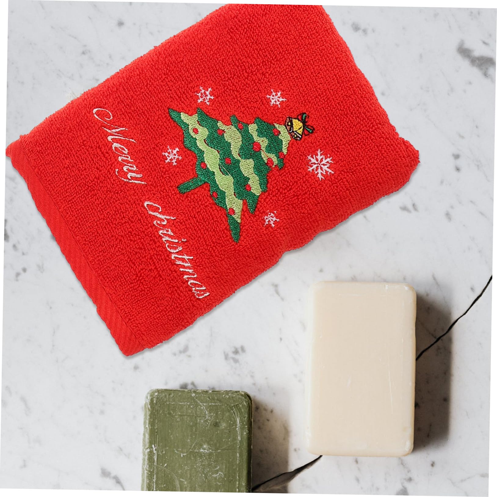 Cabilock 5 Juegos Suministros para Fiestas Navideñas Toallas Paños De Baño Lavadora Trajes Navideños Paño De Baño Algodón 3 Piezas * 5