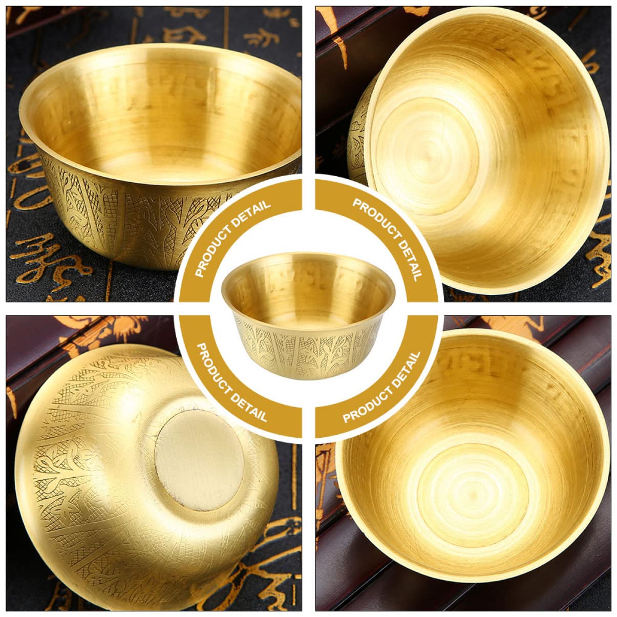 IMIKEYA Ciotole Decorative in Ottone Oro, Set da 3 Pezzi per Casa