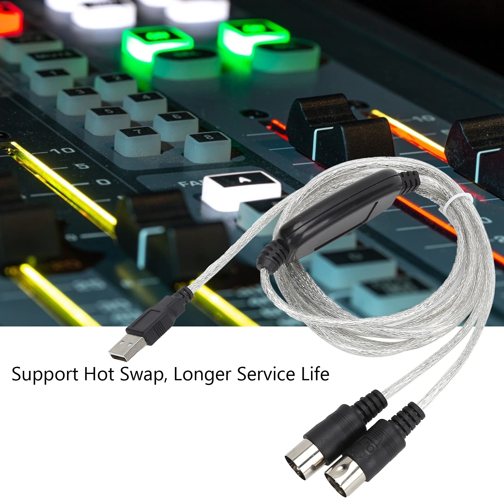 Kabel Midi na USB, wskaźnik LED kabla MIDI ze sterownikiem do podłączenia elektronicznych instrumentów muzycznych do podłączenia syntezatorów