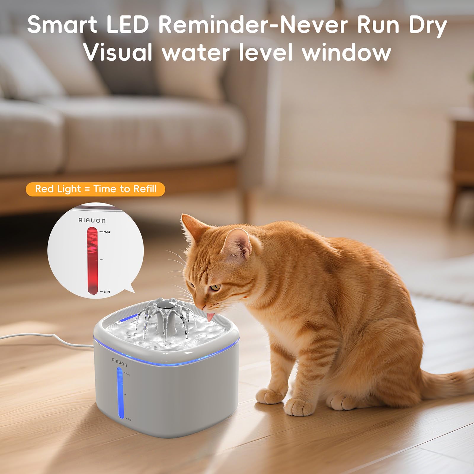 Fontana d'acqua per gatti, 2,5 l, distributore automatico di acqua per cani e gatti, con filtri di ricambio e tappetino per l'alimentazione di gatti, cani, animali domestici multipli (W01 Pro)