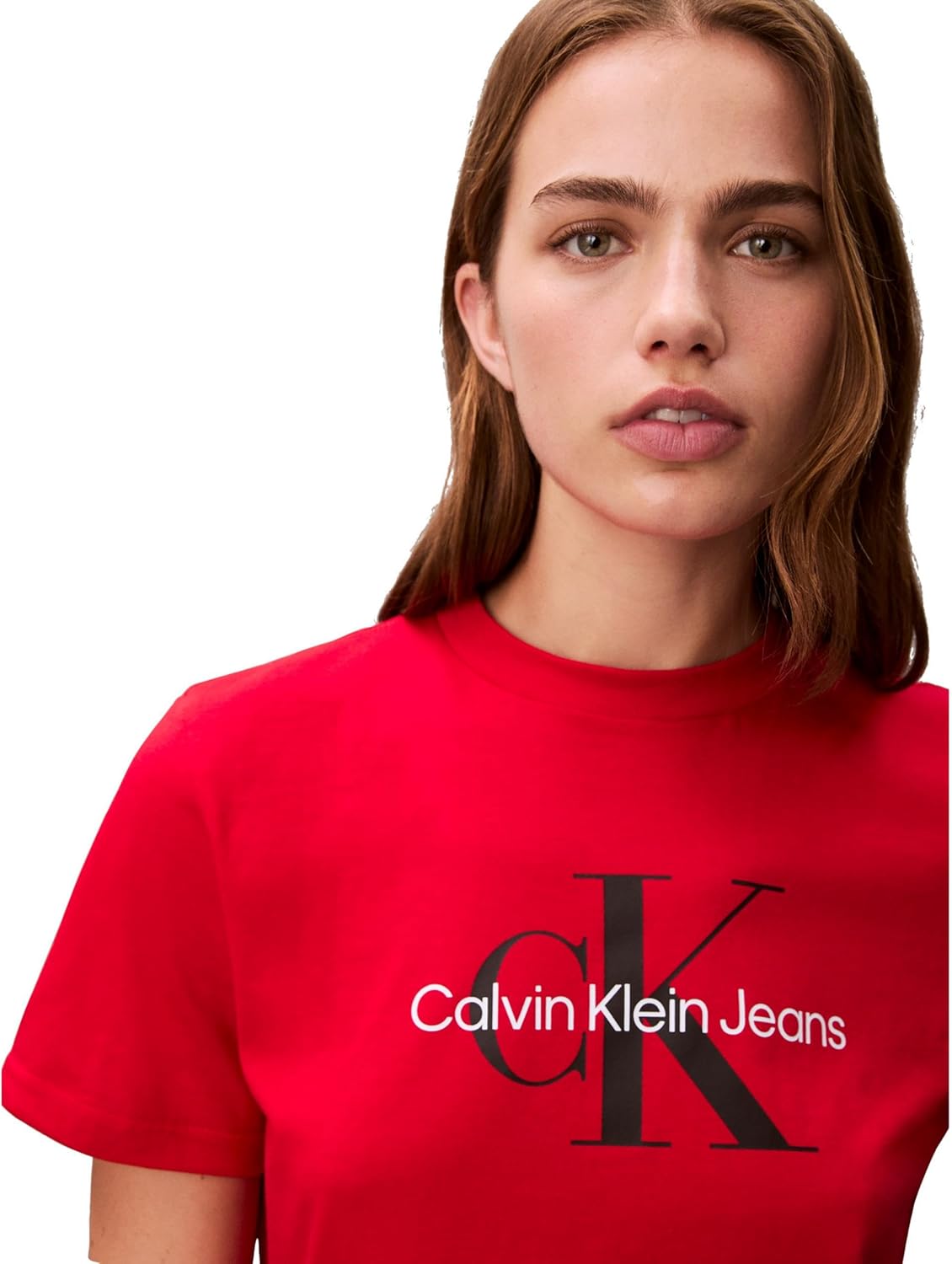 Calvin Klein Womens Monogram Logo Crewneck T-Shirt - Image 3