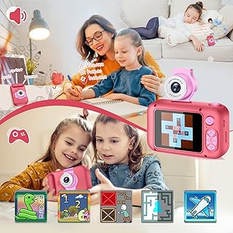 Kids Camera with Selfie Feature, 180° Rotating Lens, Digital Camera for Children, Toy with 2.4-Inch Screen, Includes 32GB Card, Suitable for Ages 3-12, Birthday Present, Christmas Gift for