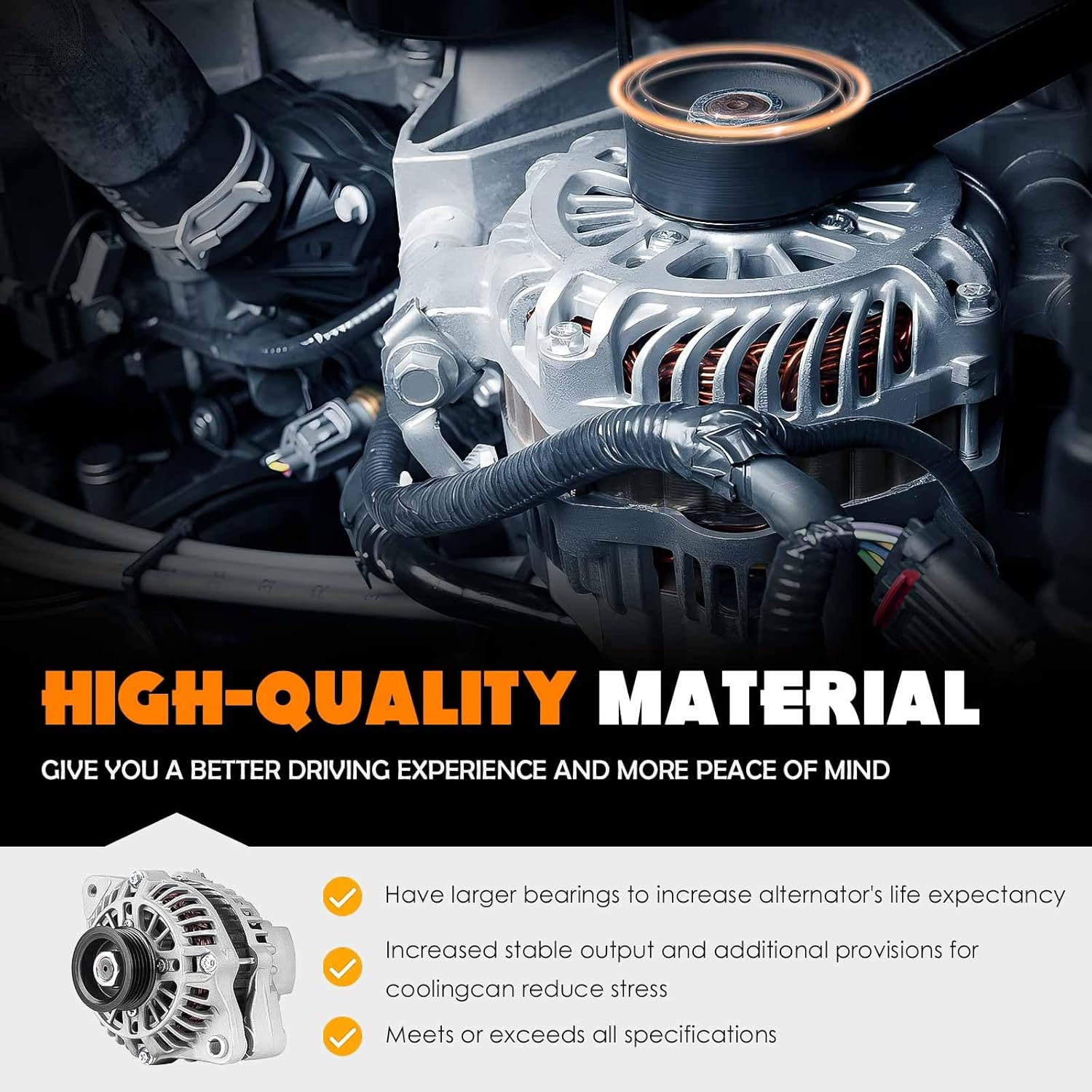 New Alternator for 1999 2000 2001 2002 2003 Chevy Tracker/Suzuki Vitara L4 2.0L 2.0, Replace for 31400-65D00, 31400-65D01, AMT0106, 400-48127, A5TA4291, 30020754, 30026055