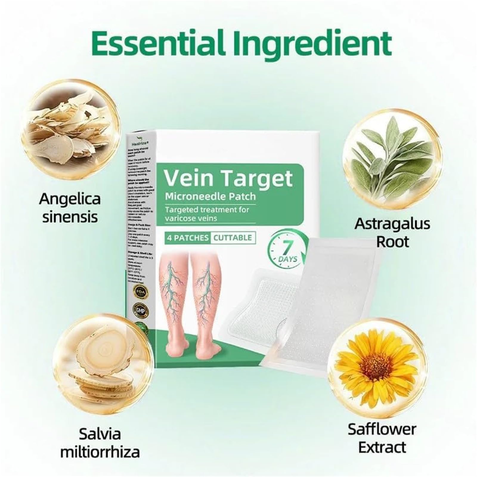 Healrize cerotto microdarts per vene varicose, cerotti vene varicose e patch vene gambe, adesivi per capillari, formula naturale per uso quotidiano