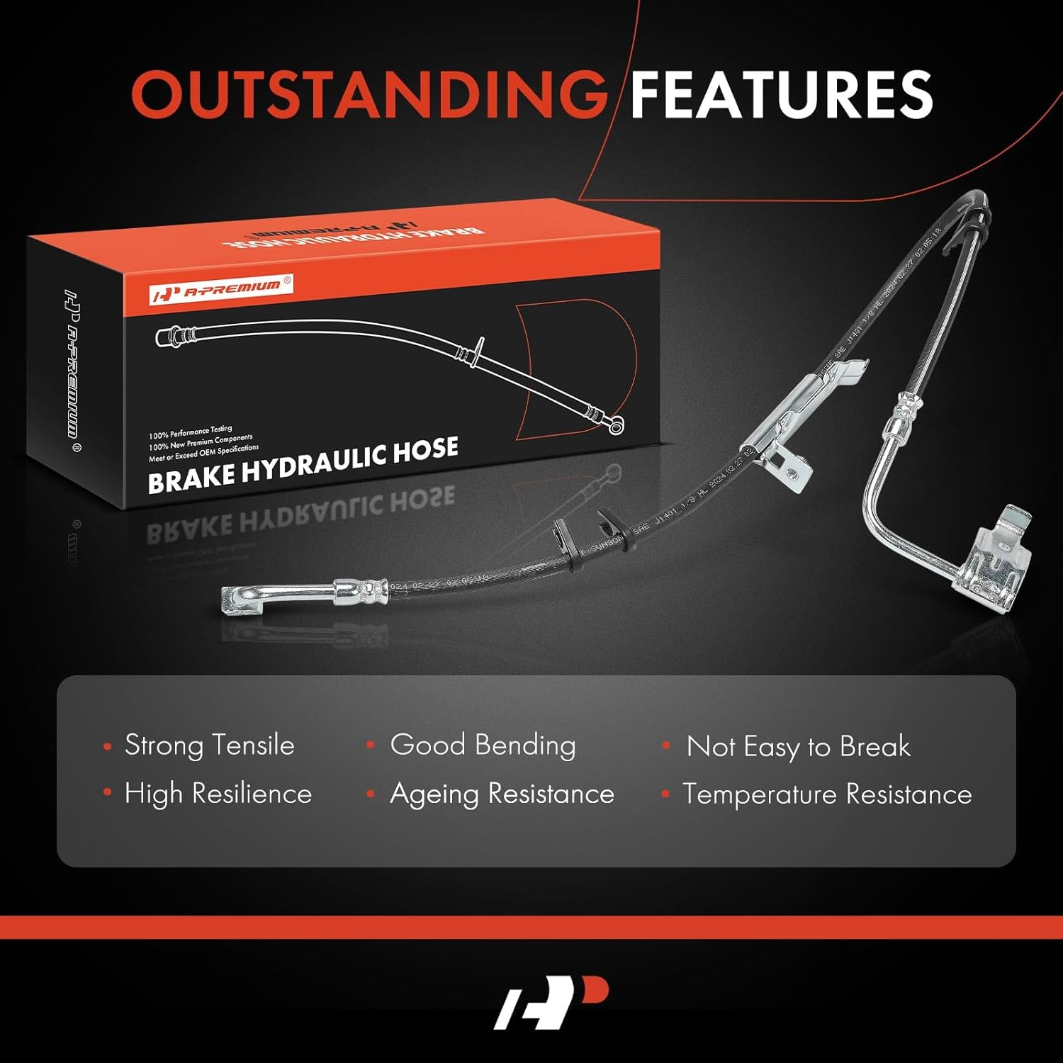 A-Premium Front Passenger Side Brake Hydraulic Hose Compatible with Select Jeep Models - Wrangler 2011 2012 2013 2014