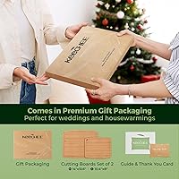 Vista 8 de Tablas de cortar de bambú aptas para lavavajillas, tabla de cortar de madera duradera y ligera para cocina ocupada, fácil almacenamiento y limpieza