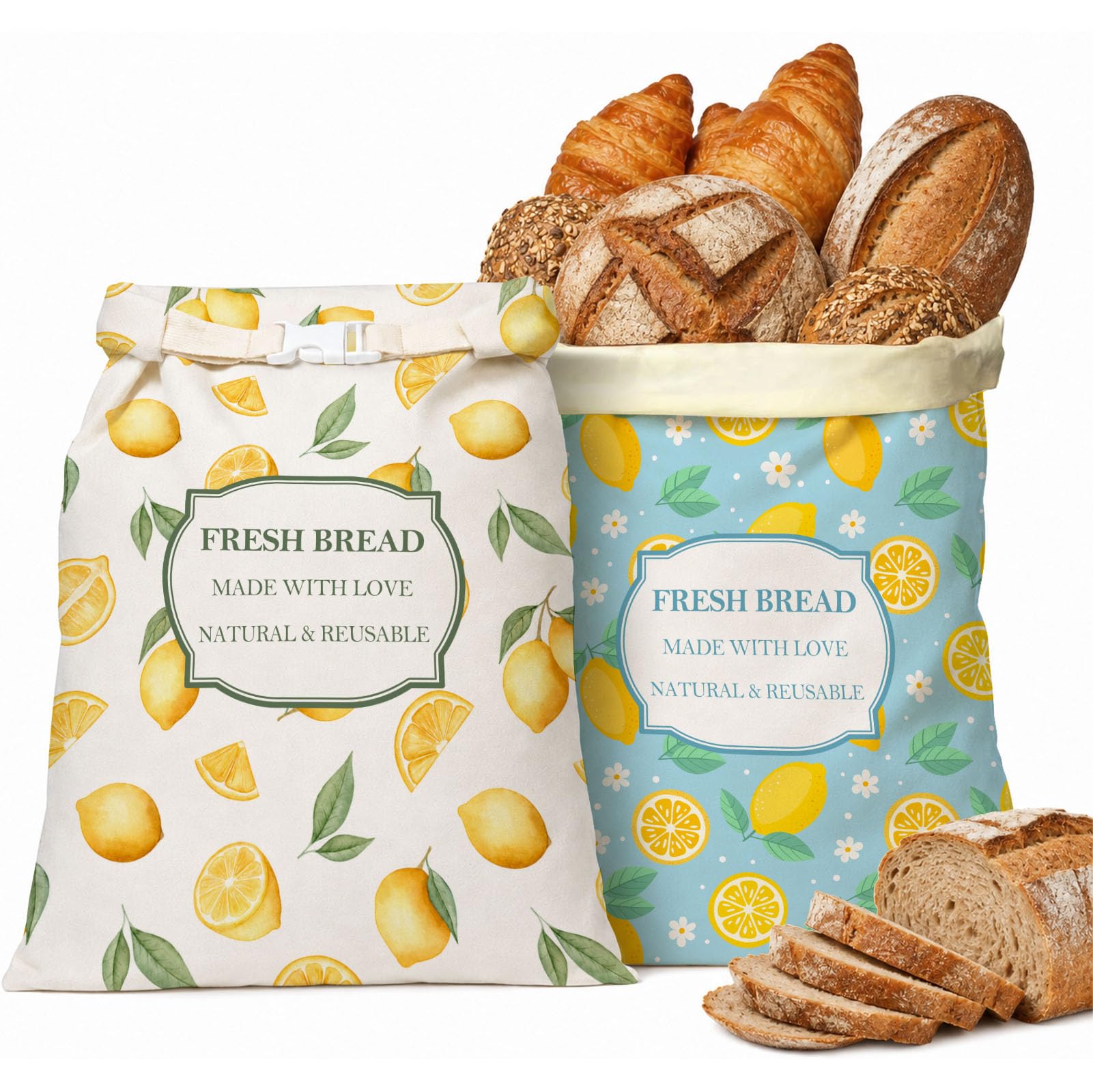 Reusable Bread Bag for Sourdough Bread,Lemon Breads Storage Bag for Homemade Loaf,Fresh K…