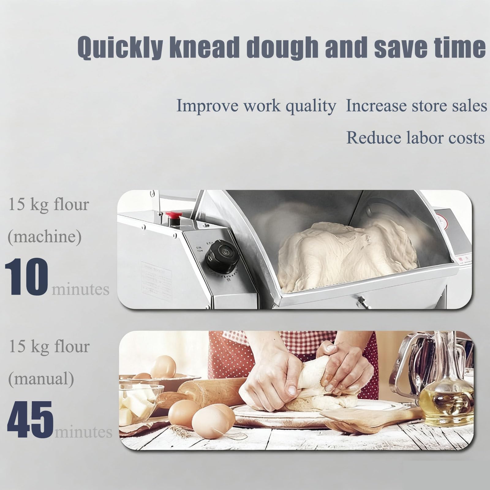 1100w/1500w Impastatrice a Spirale Professionale,Impastatrice a Spirale per Impieghi Gravosi,Con Timer,Acciaio Inox,Capacità Da 3 a 10 Kg,Per Pane,Pizza E Pasta 3KG