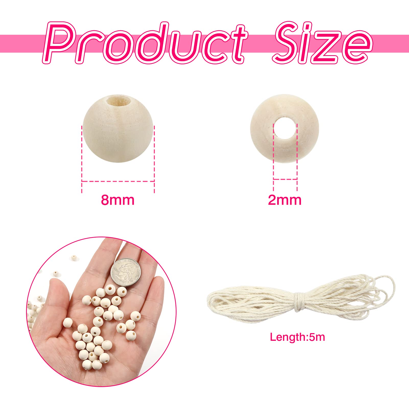 Perline Di Legno Naturali 6mm | 1000 Pezzi | Foro 2mm | Per Braccialetti, Collane, DIY - Foto 11